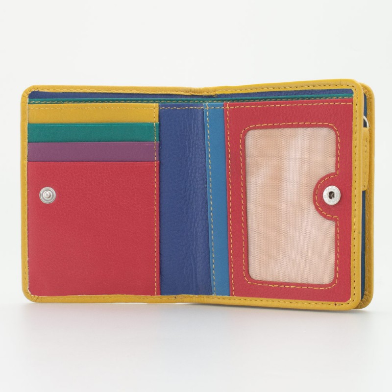 Portafoglio piccolo con portamonete esterno con zip colore GIALLO