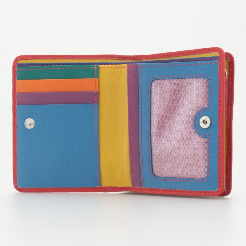 Portafoglio piccolo con portamonete esterno con zip colore ROSSO