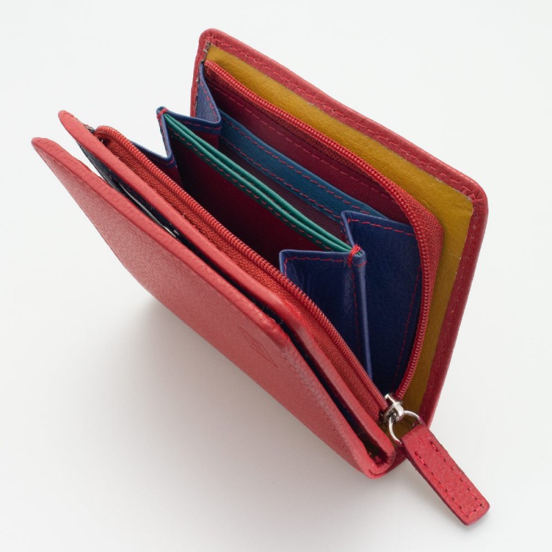 Portafoglio piccolo con portamonete esterno con zip colore ROSSO