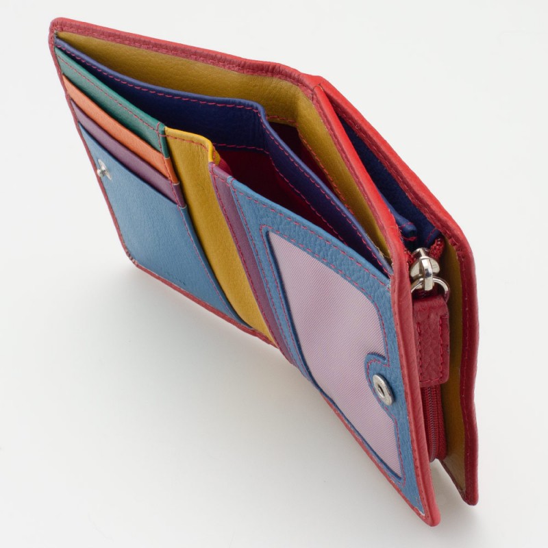 Portafoglio piccolo con portamonete esterno con zip colore ROSSO