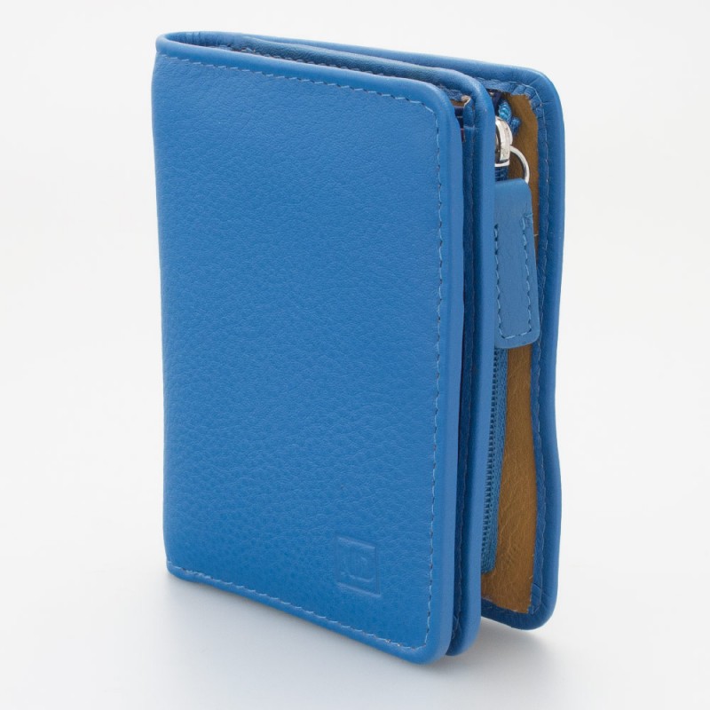 Portafoglio piccolo con portamonete esterno con zip colore TURCHESE