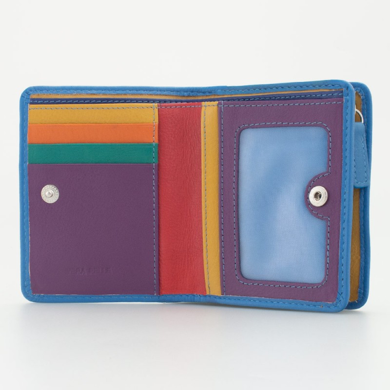 Portafoglio piccolo con portamonete esterno con zip colore TURCHESE
