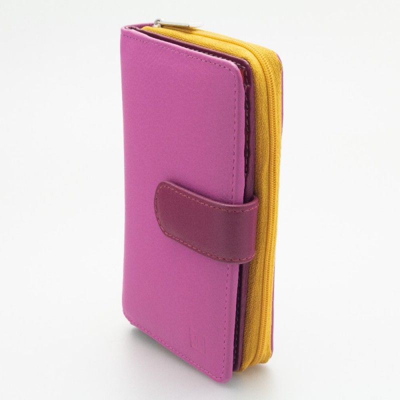 Portafoglio con laccetto in pelle multicolor CICLAMINO