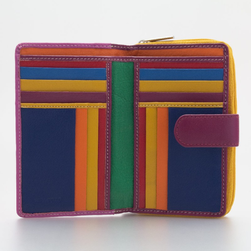 Portafoglio con laccetto in pelle multicolor CICLAMINO
