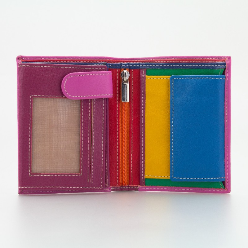Portafoglio piccolo in pelle multicolor ciclamino