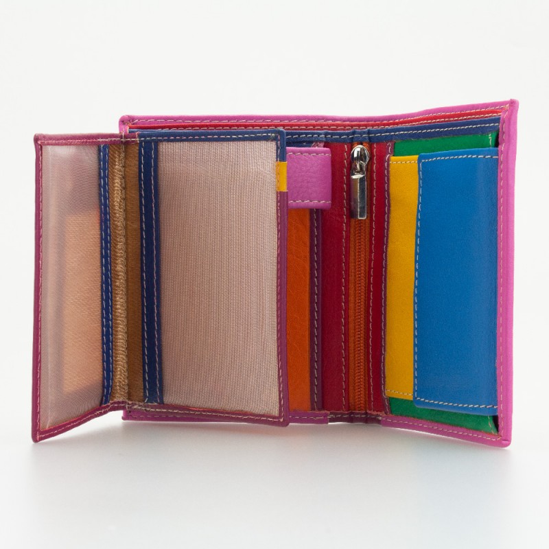 Portafoglio piccolo in pelle multicolor ciclamino