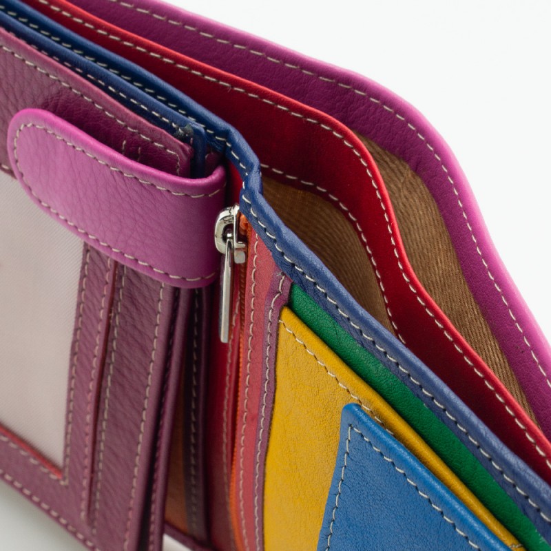 Portafoglio piccolo in pelle multicolor ciclamino
