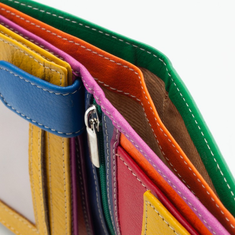 Portafoglio piccolo in pelle multicolor giada