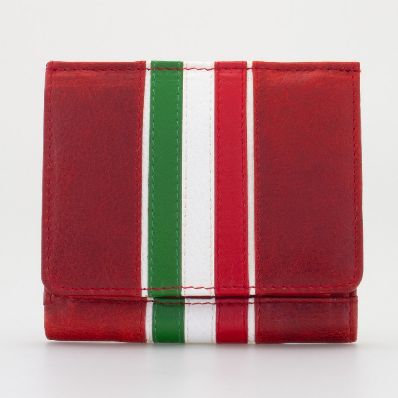 Portafoglio piccolo con portamonete a pozzetto tricolore ROSSO 