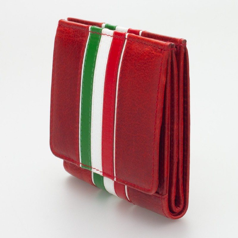 Portafoglio piccolo con portamonete a pozzetto tricolore ROSSO 