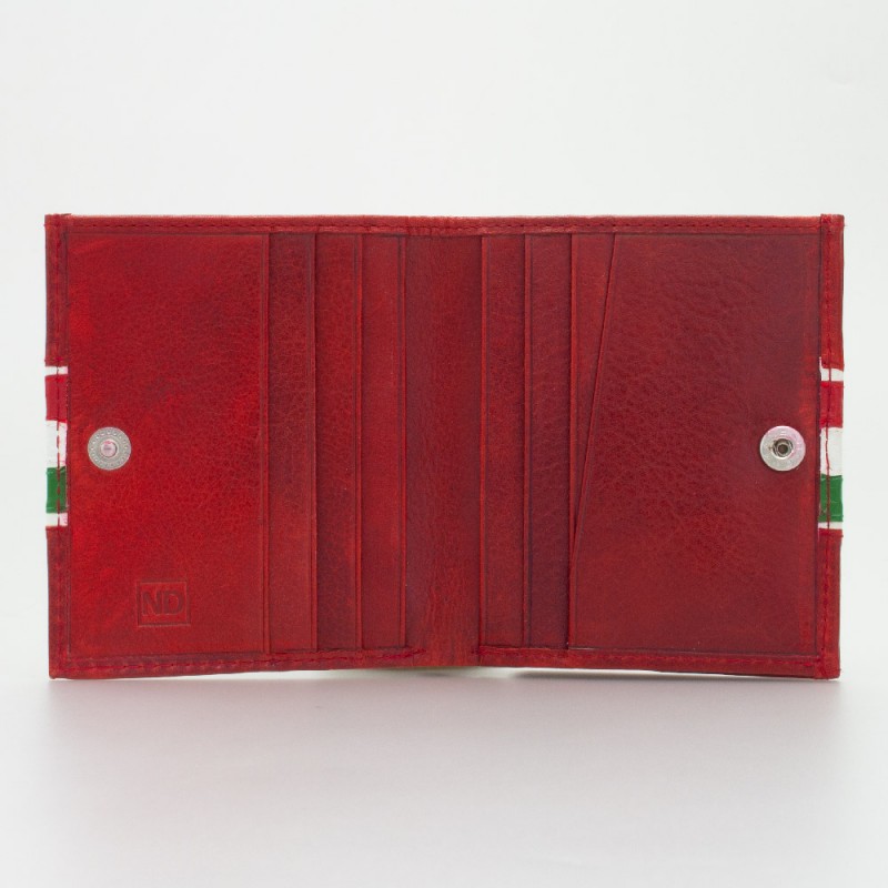 Portafoglio piccolo con portamonete a pozzetto tricolore ROSSO 