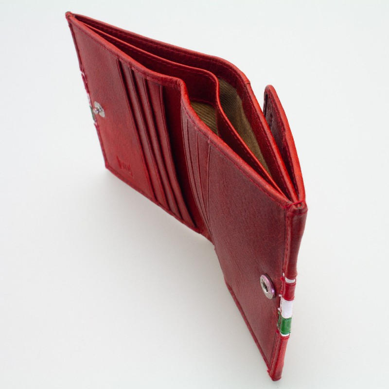 Portafoglio piccolo con portamonete a pozzetto tricolore ROSSO 