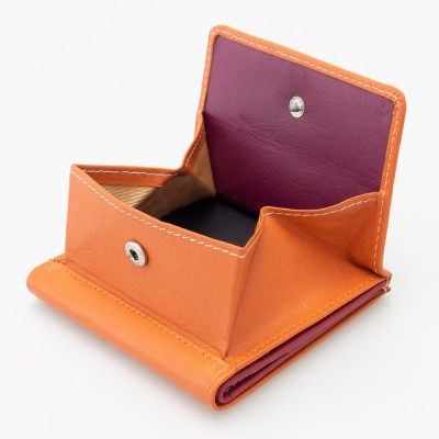 Portafoglio piccolo con portamonete a pozzetto colore ARANCIO