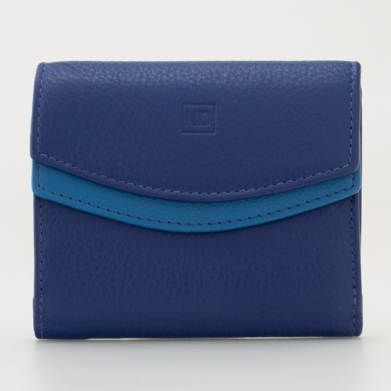Portafoglio piccolo da donna in pelle multicolor colore BLU