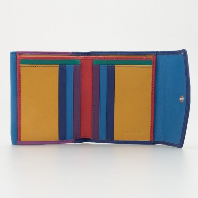 Portafoglio piccolo da donna in pelle multicolor colore BLU