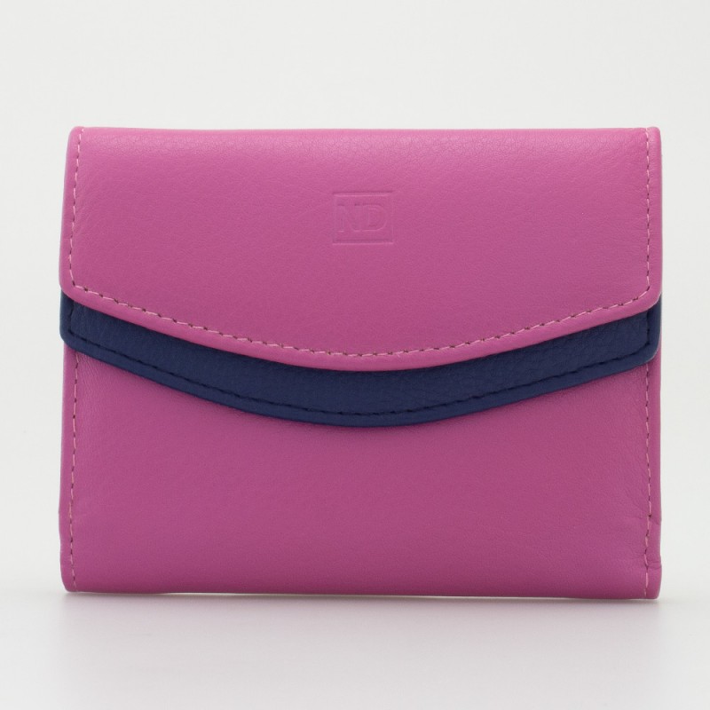 Portafoglio piccolo da donna in pelle multicolor colore CICLAMINO