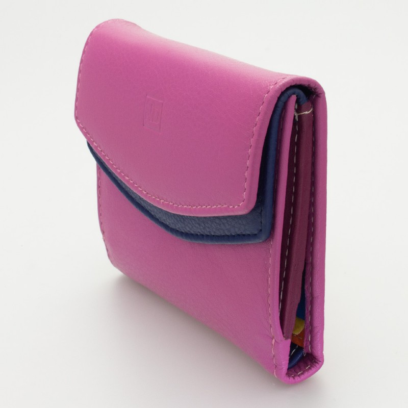 Portafoglio piccolo da donna in pelle multicolor colore CICLAMINO