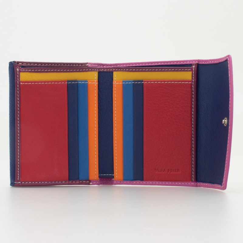 Portafoglio piccolo da donna in pelle multicolor colore CICLAMINO