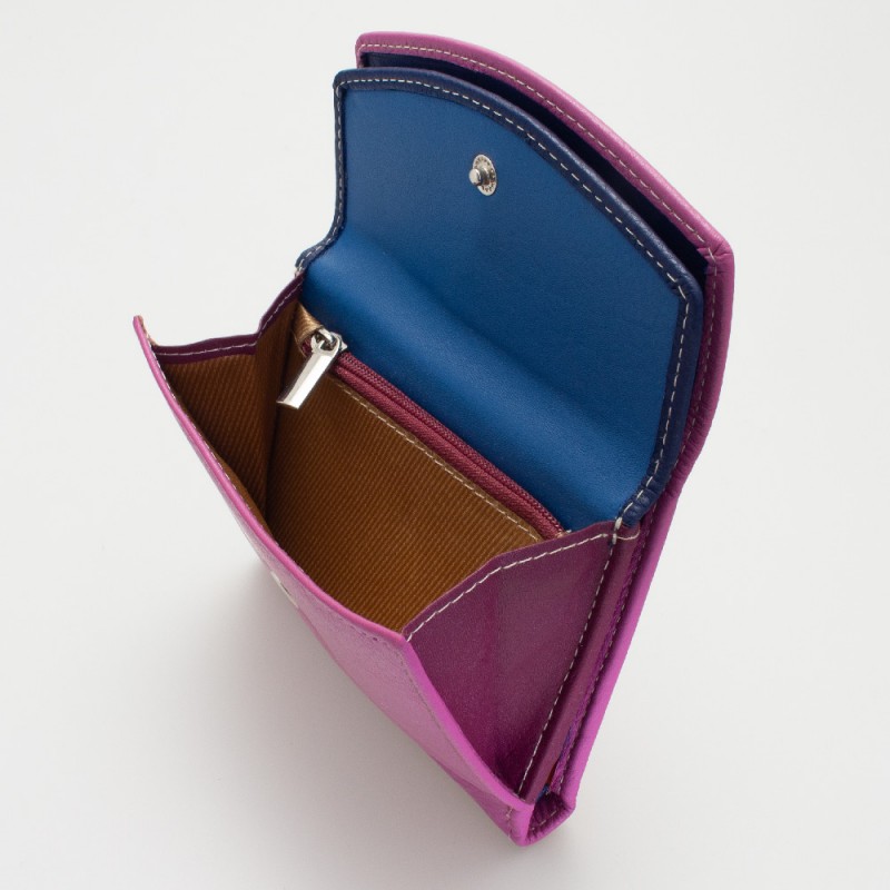 Portafoglio piccolo da donna in pelle multicolor colore CICLAMINO