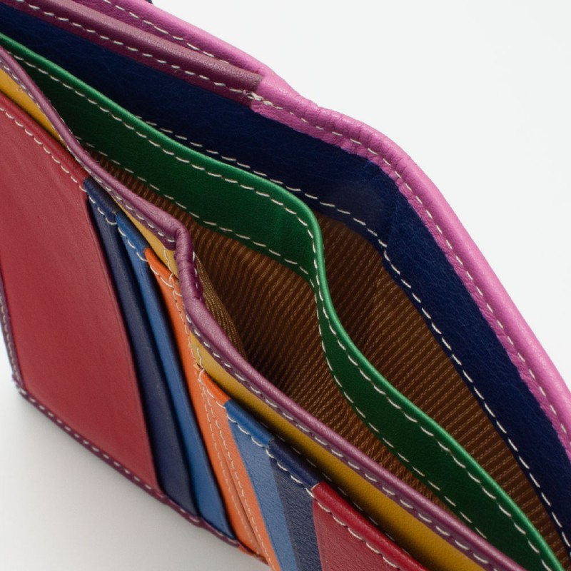 Portafoglio piccolo da donna in pelle multicolor colore CICLAMINO