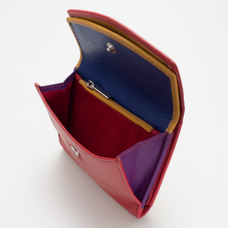 Portafoglio piccolo da donna in pelle multicolor colore ROSSO