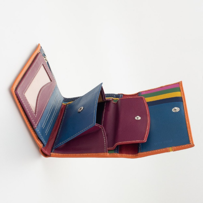Portafoglio classico da donna in pelle colore ARANCIO