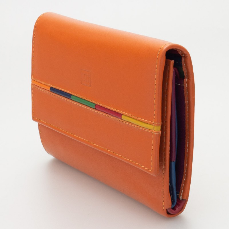 Portafoglio classico da donna in pelle colore ARANCIO