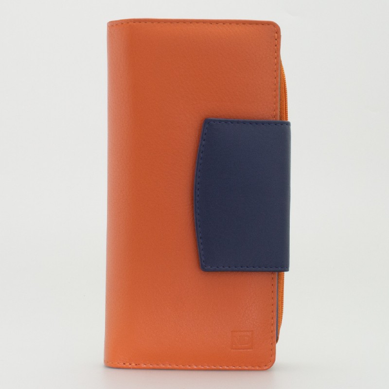 Portafoglio donna tri-fold in pelle multicolor ARANCIO