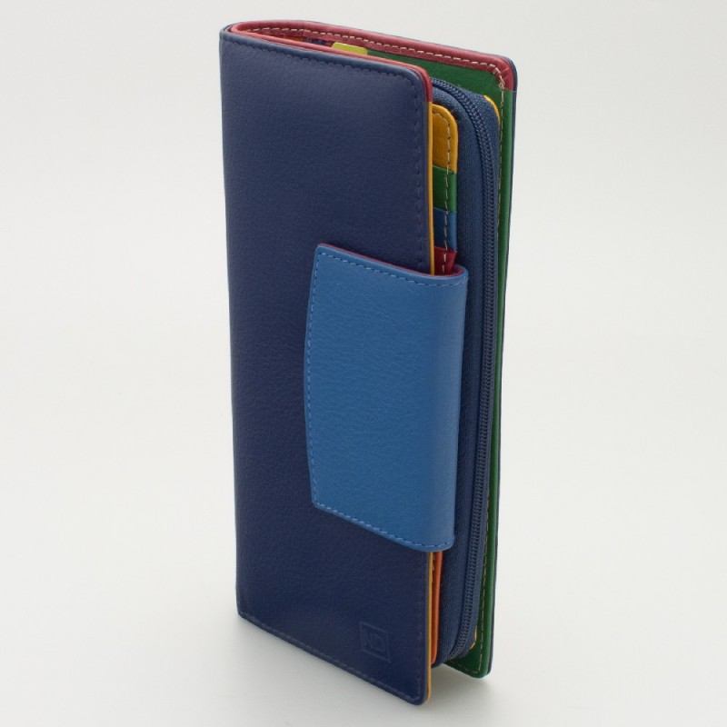 Portafoglio donna tri-fold in pelle multicolor BLU