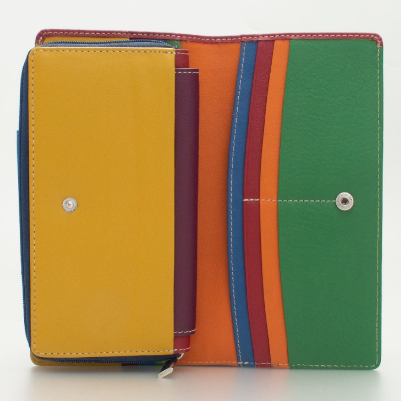 Portafoglio donna tri-fold in pelle multicolor BLU