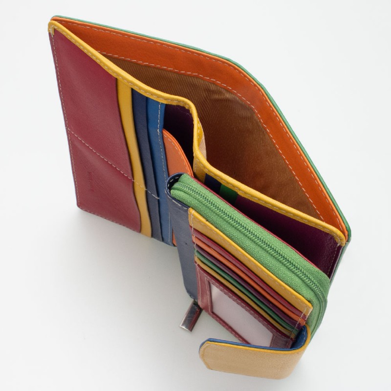 Portafoglio donna tri-fold in pelle multicolor GIADA
