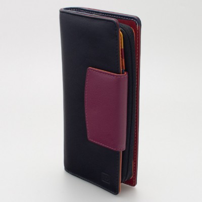 Portafoglio donna tri-fold in pelle multicolor NERO