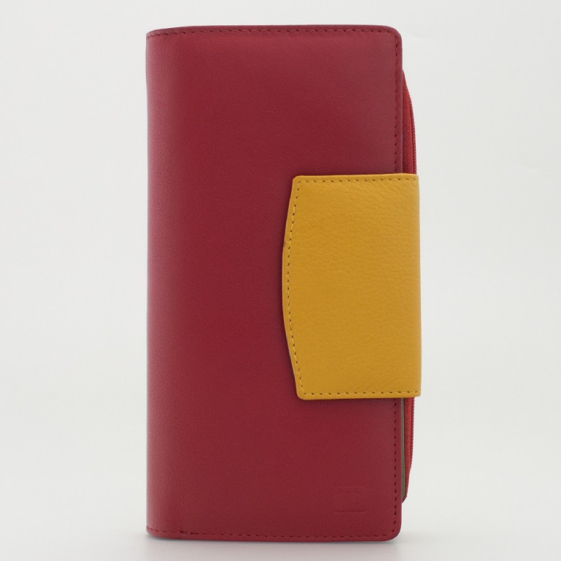 Portafoglio donna tri-fold in pelle multicolor ROSSO
