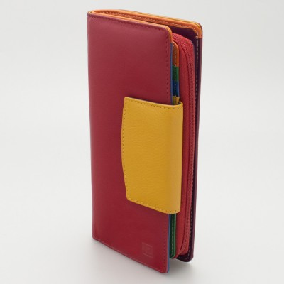 Portafoglio donna tri-fold in pelle multicolor ROSSO