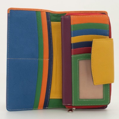 Portafoglio donna tri-fold in pelle multicolor ROSSO