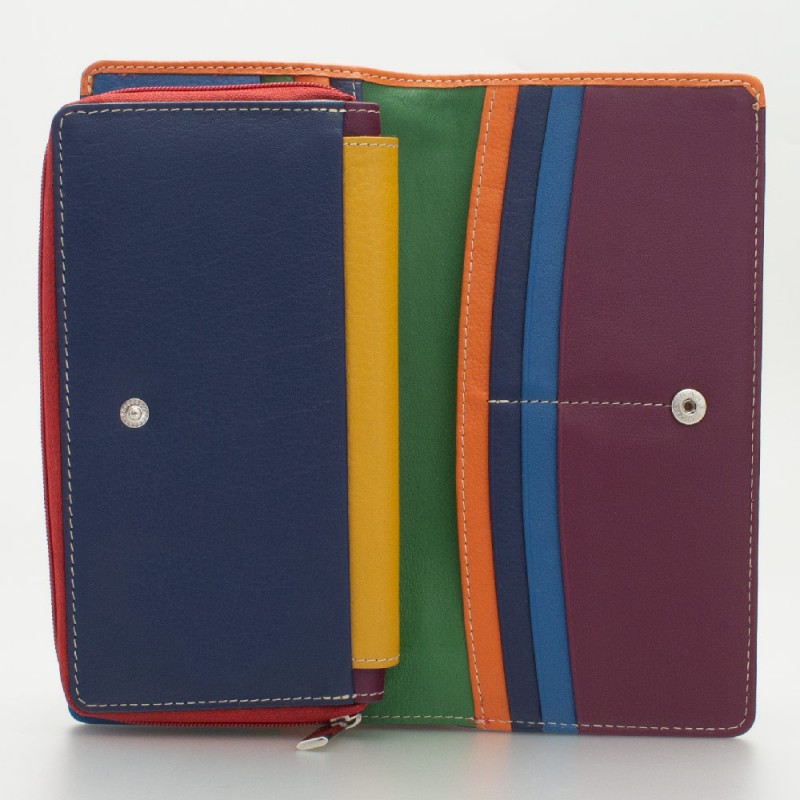 Portafoglio donna tri-fold in pelle multicolor ROSSO