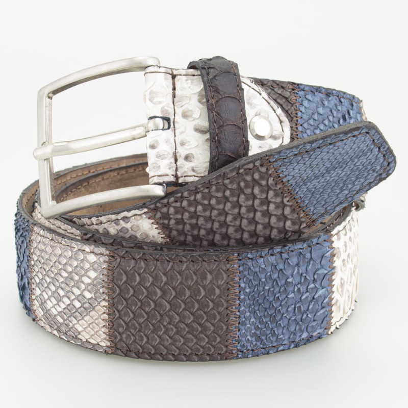 Cintura in pelle 4 cm lavorazione patchwork