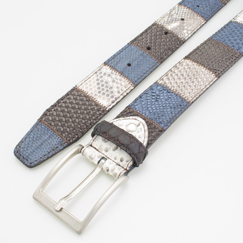 Cintura in pelle 4 cm lavorazione patchwork