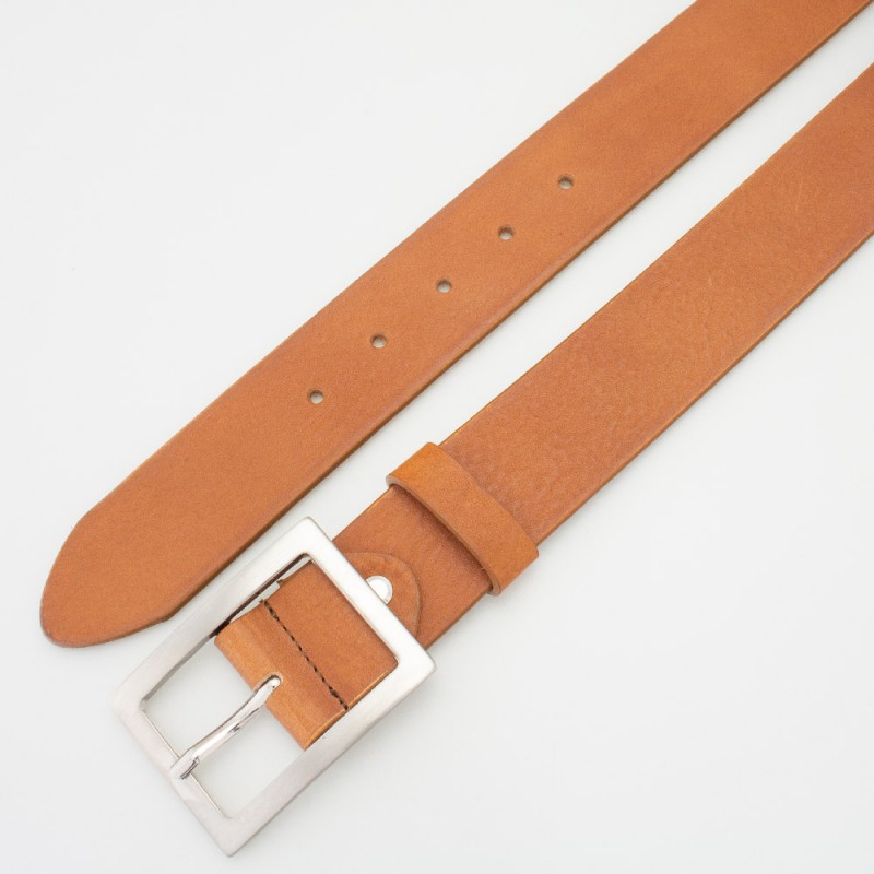 Cintura in cuoio con fibbia rettangolare colore MARRONE