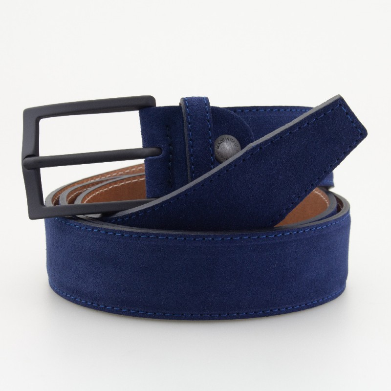Cintura in pelle scamosciata colore BLU